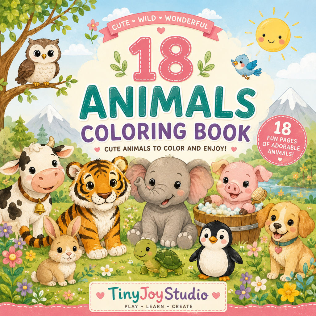 cute animal coloring book printable for kids