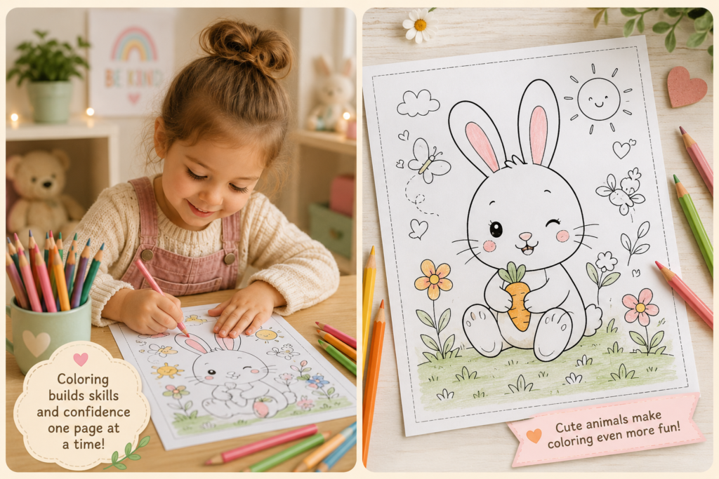 child coloring cute bunny printable page
