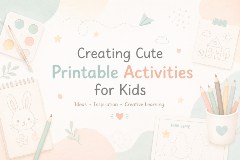 soft pastel printable activities banner for kids learning and creativity