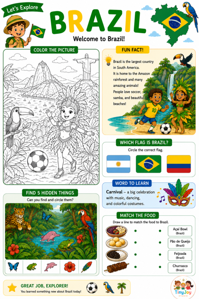 page from Americas Activity Book