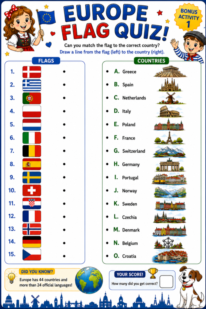 page europe flaq quiz