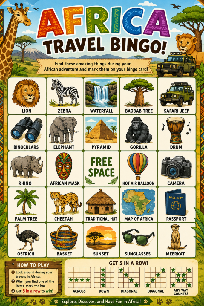 Africa travel Bingo