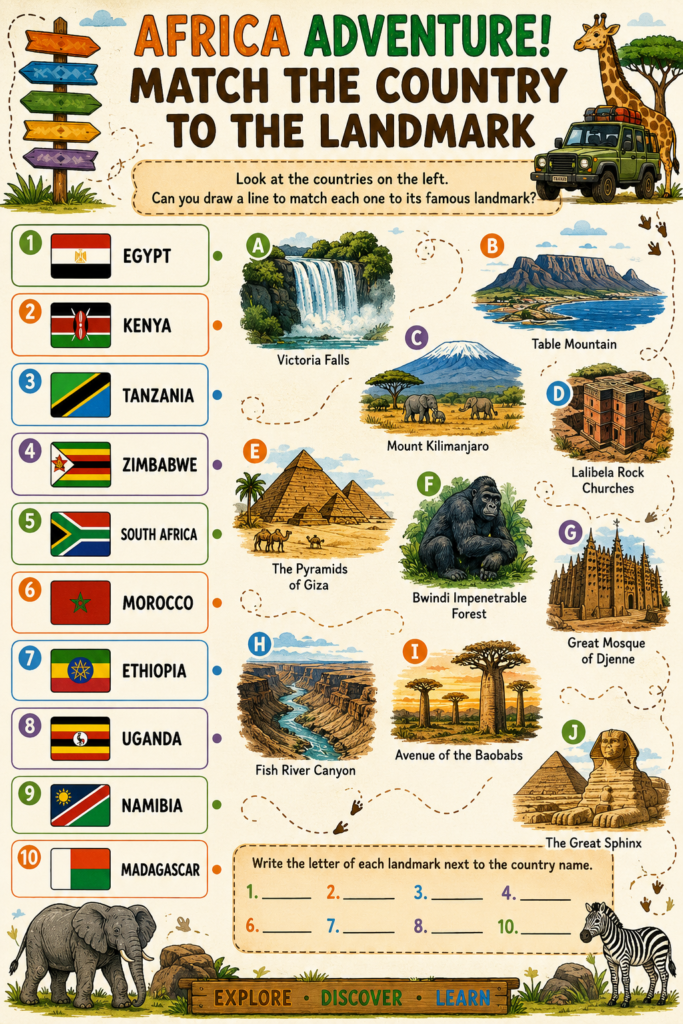 page from Africa Activity Book
