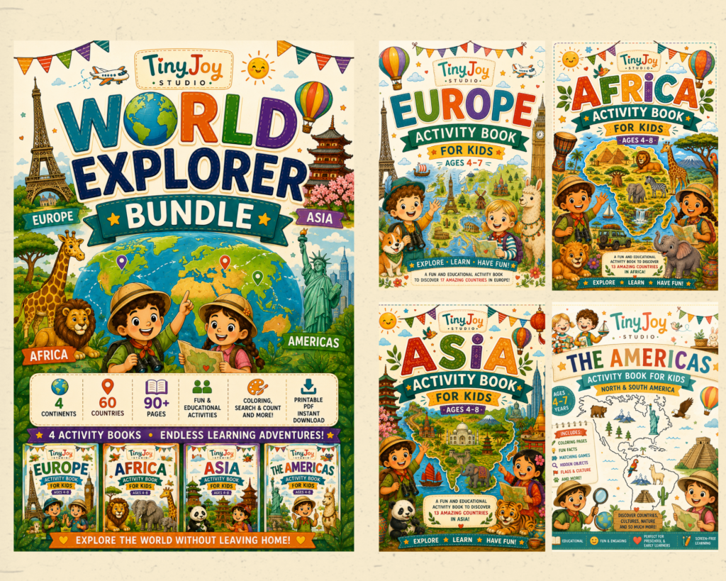 Printable geography activity books for kids exploring continents countries cultures and landmarks