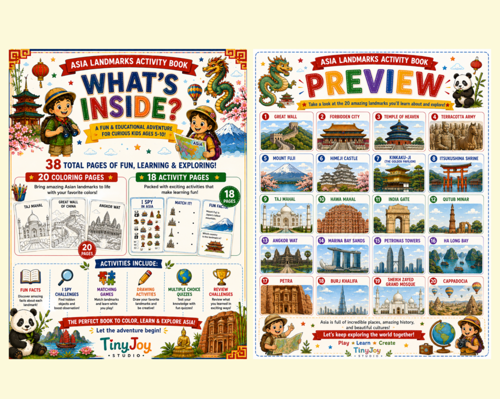 Asia Landmarks Activity Book helping kids learn through play and exploration