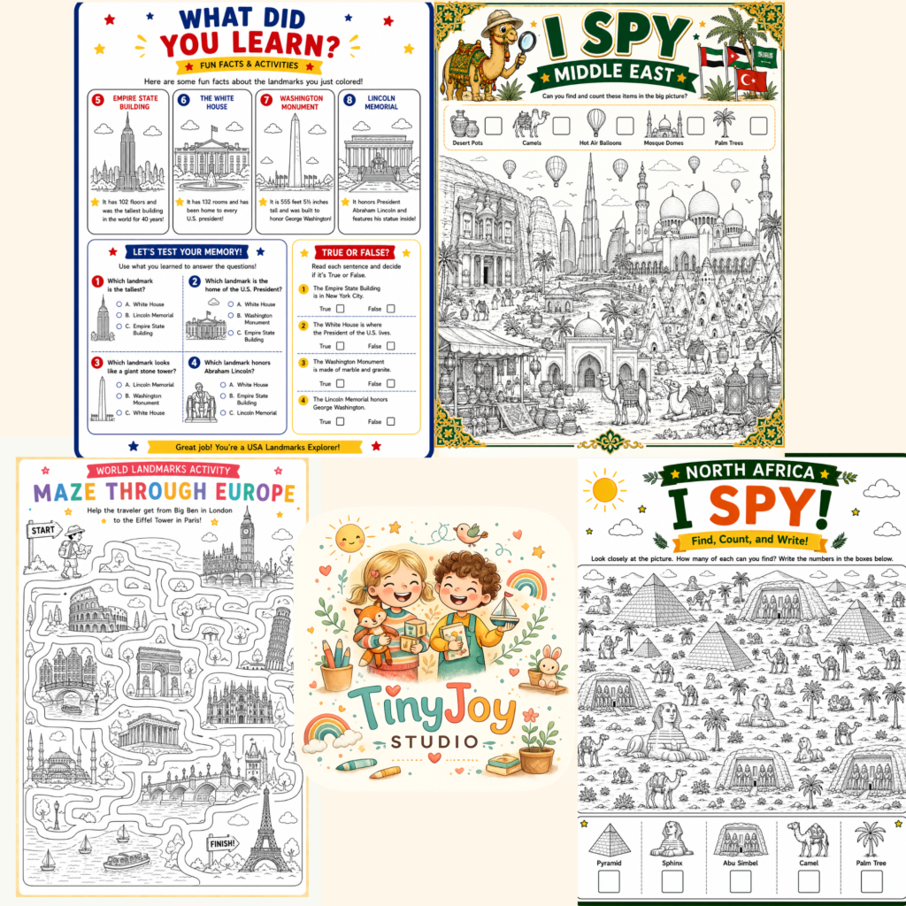 Geography activities for kids including quizzes puzzles matching games and educational challenges