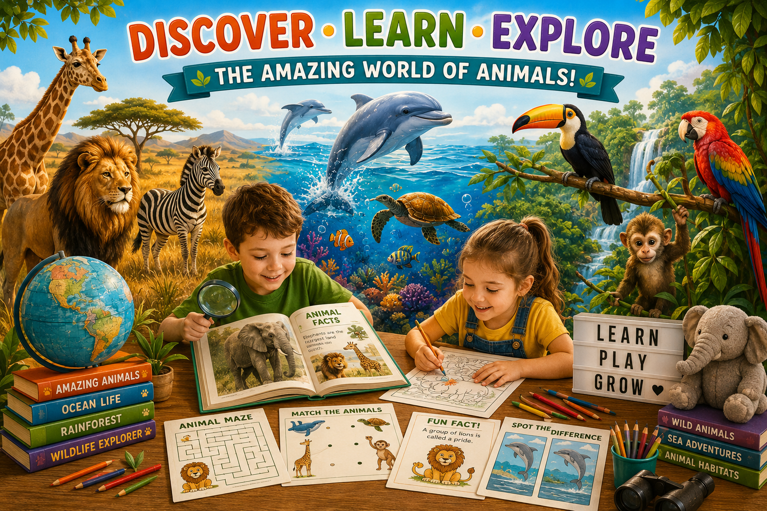 Learning about animals for kids through fun facts educational activities coloring pages and animal habitat exploration
