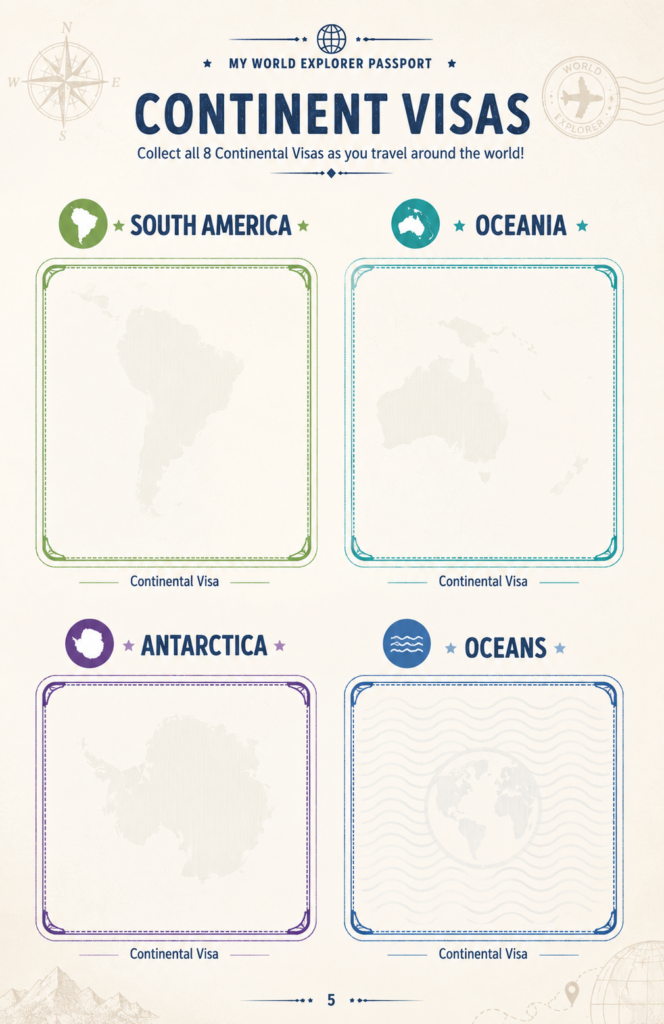 World Explorer Passport with continent visa collection pages
