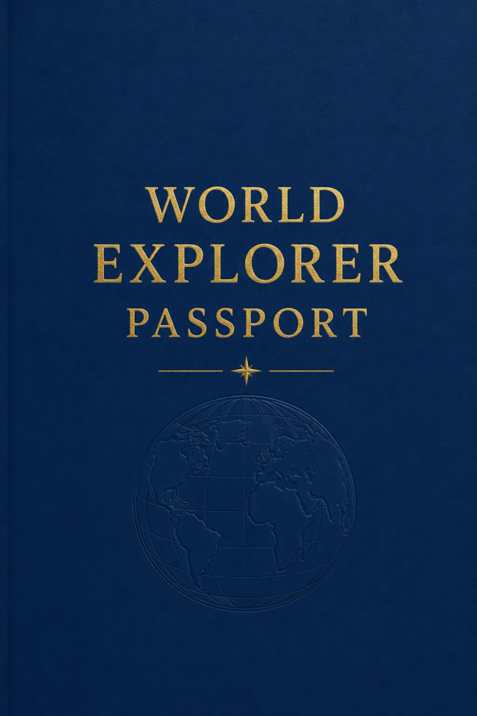 World Explorer Passport for kids collecting country visas while learning geography