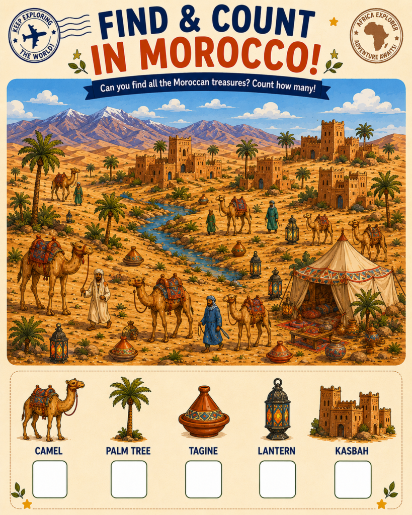 Africa geography activity page for kids featuring educational puzzles, challenges, and learning games.