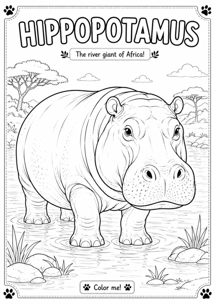 Printable animal coloring page helping children develop creativity and focus