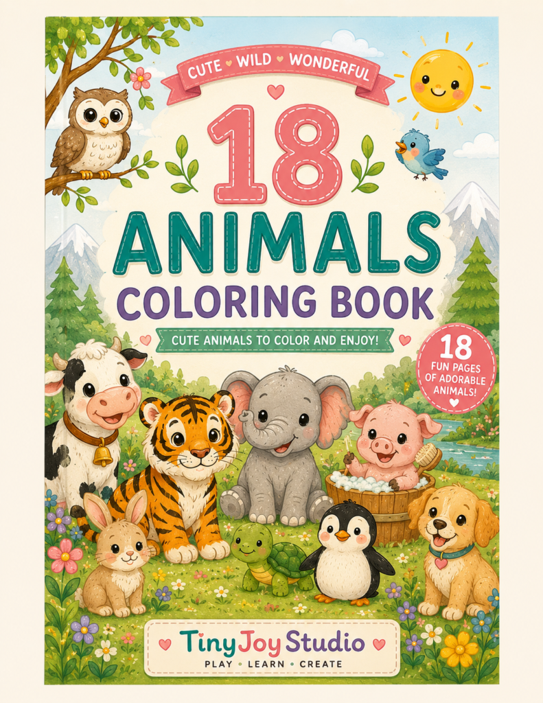 Cute animal coloring book for preschool kids developing creativity and fine motor skills