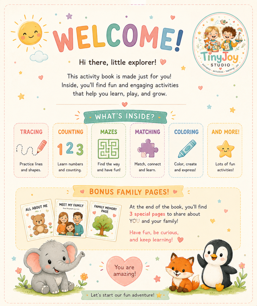 welcome page animal activity book