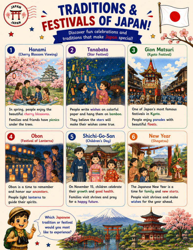 Japanese national symbols printable page for children learning about Japan
