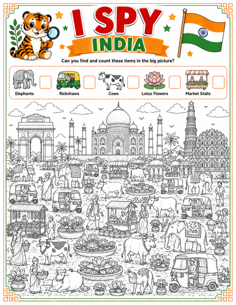 "Educational I Spy activity about Asia for kids"