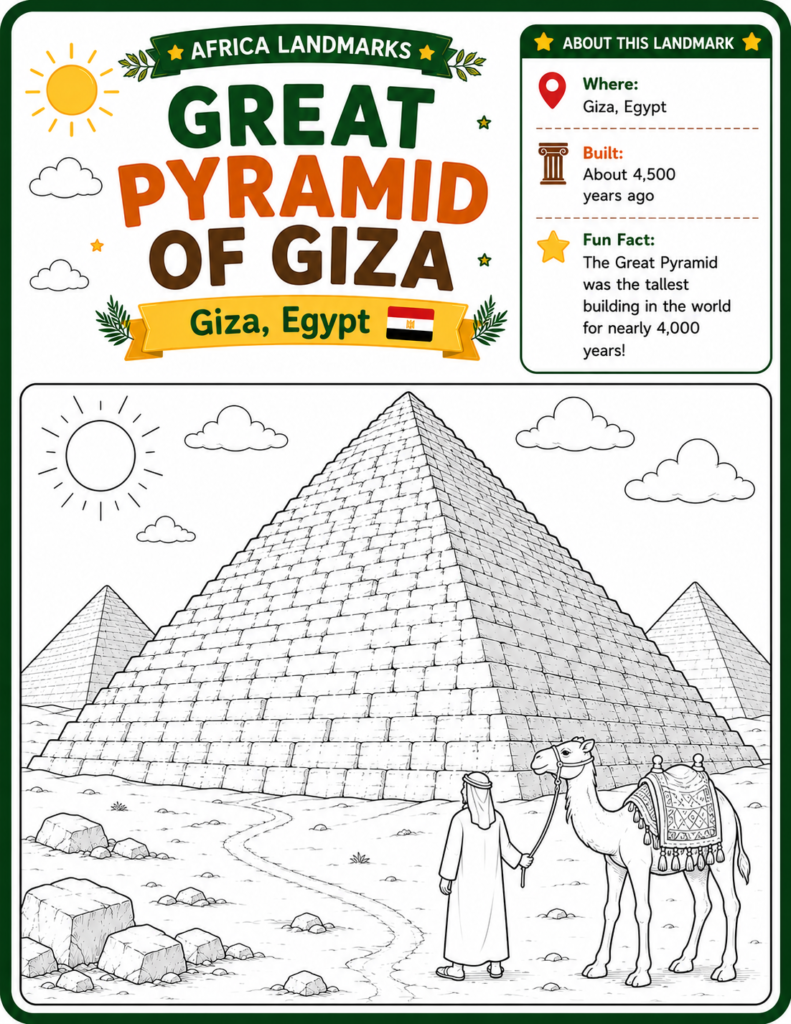 Great Pyramid of Giza coloring page for kids