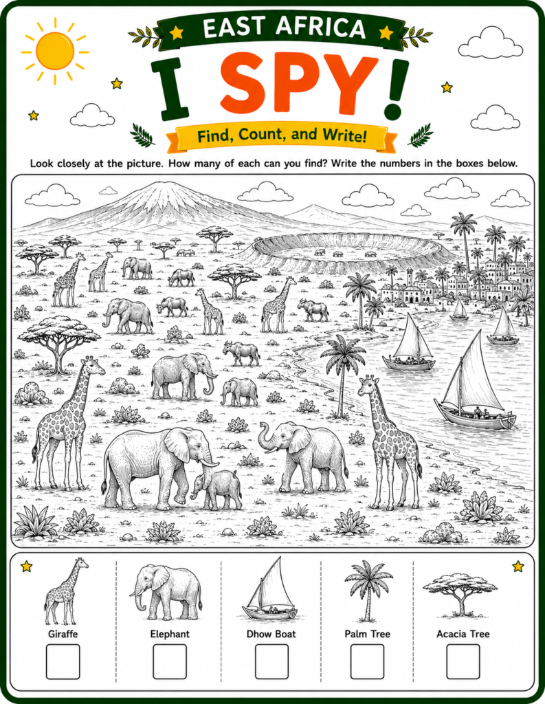 Africa I Spy activity for kids