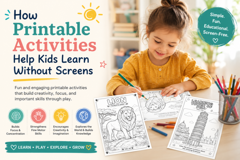 How printable activities help kids learn without screens through creative play