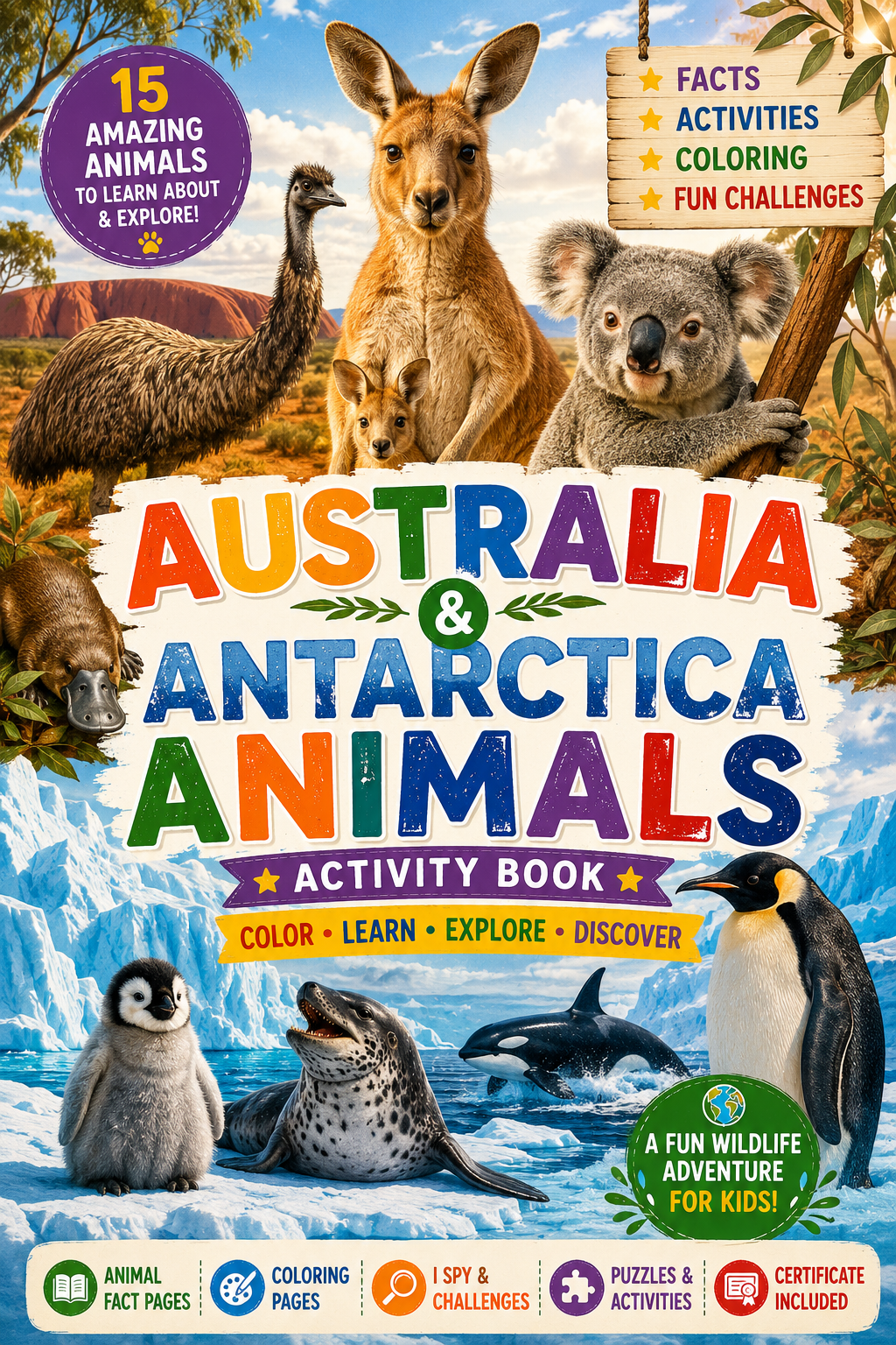 Amazing animals from Australia and Antarctica helping kids learn about wildlife through fun educational activities