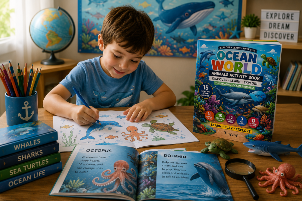 Children learning about ocean animals through creativity and imagination