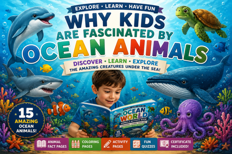 Child learning about ocean animals through books, facts, and educational activities while exploring the wonders of marine life
