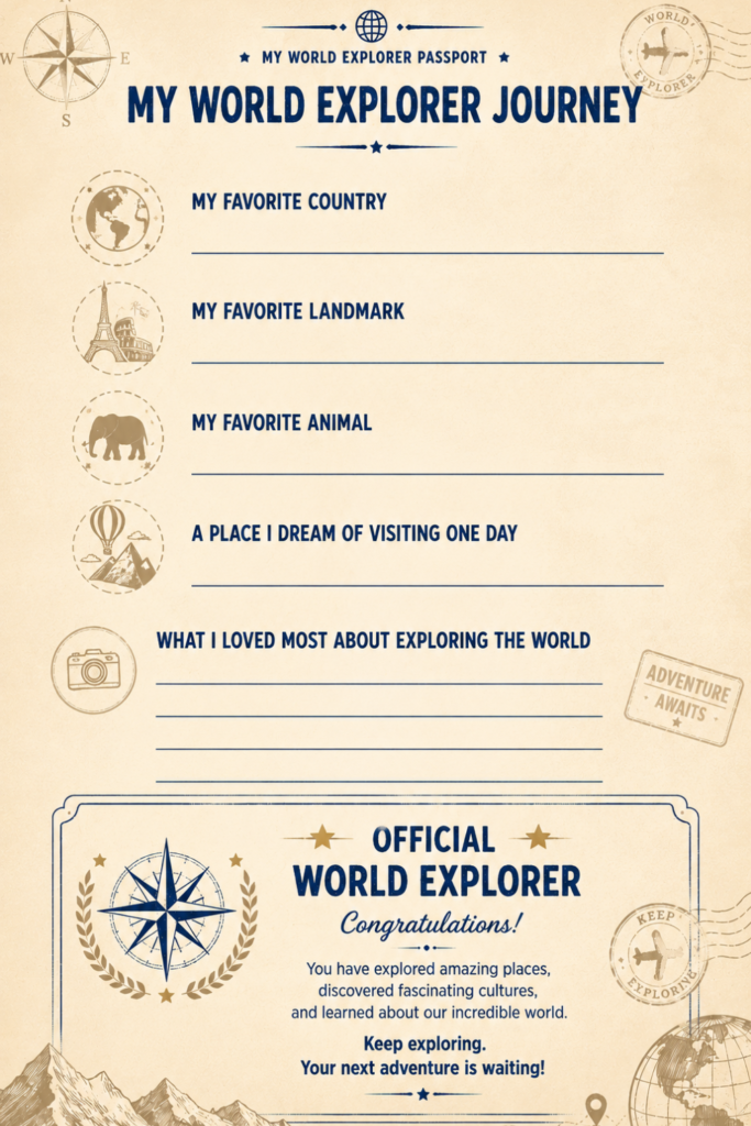 passport my world explorer journey