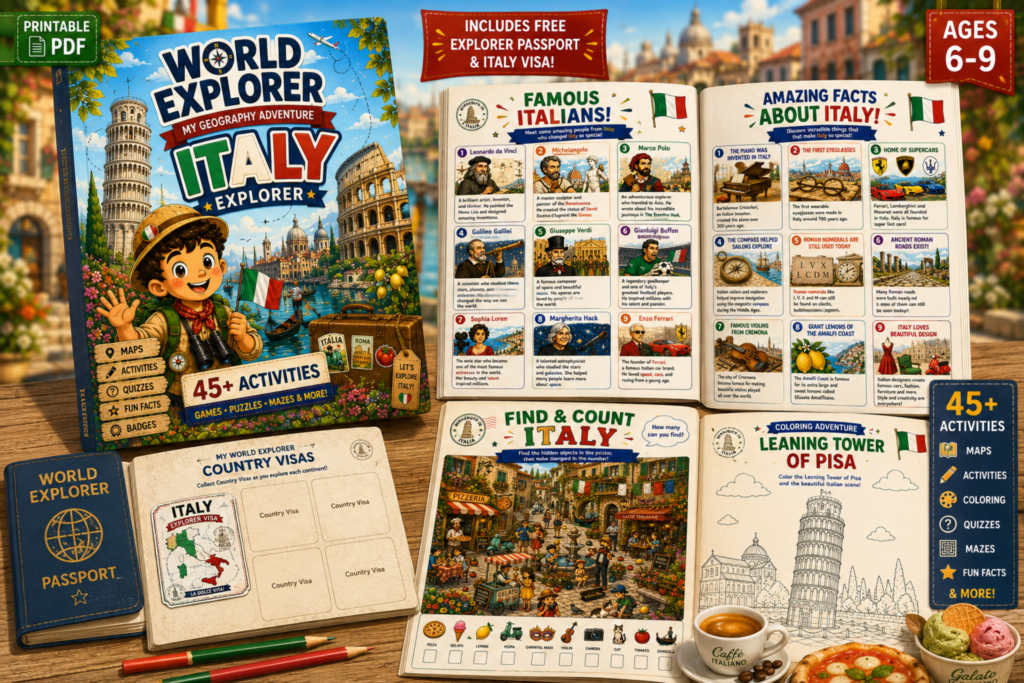 italy unit study for homeschoolers activity book