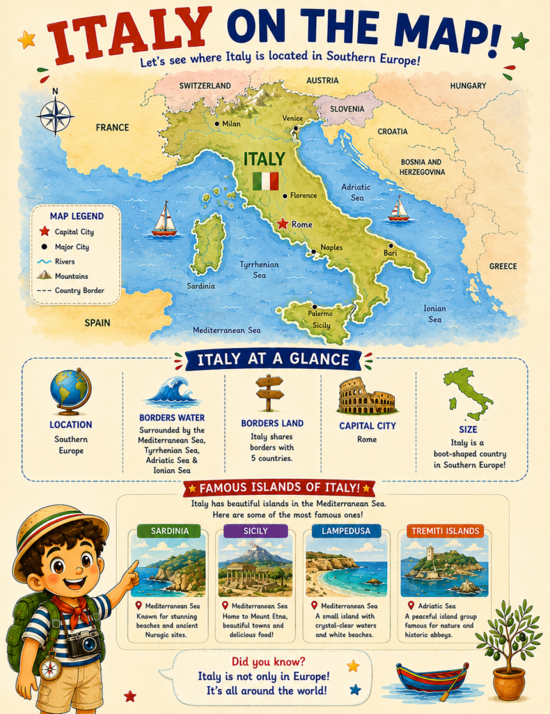 italy geography activities for kids map