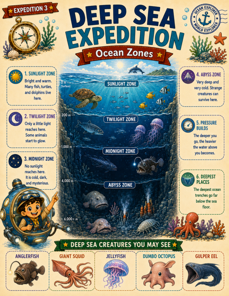 layers of the ocean worksheet and deep sea activity