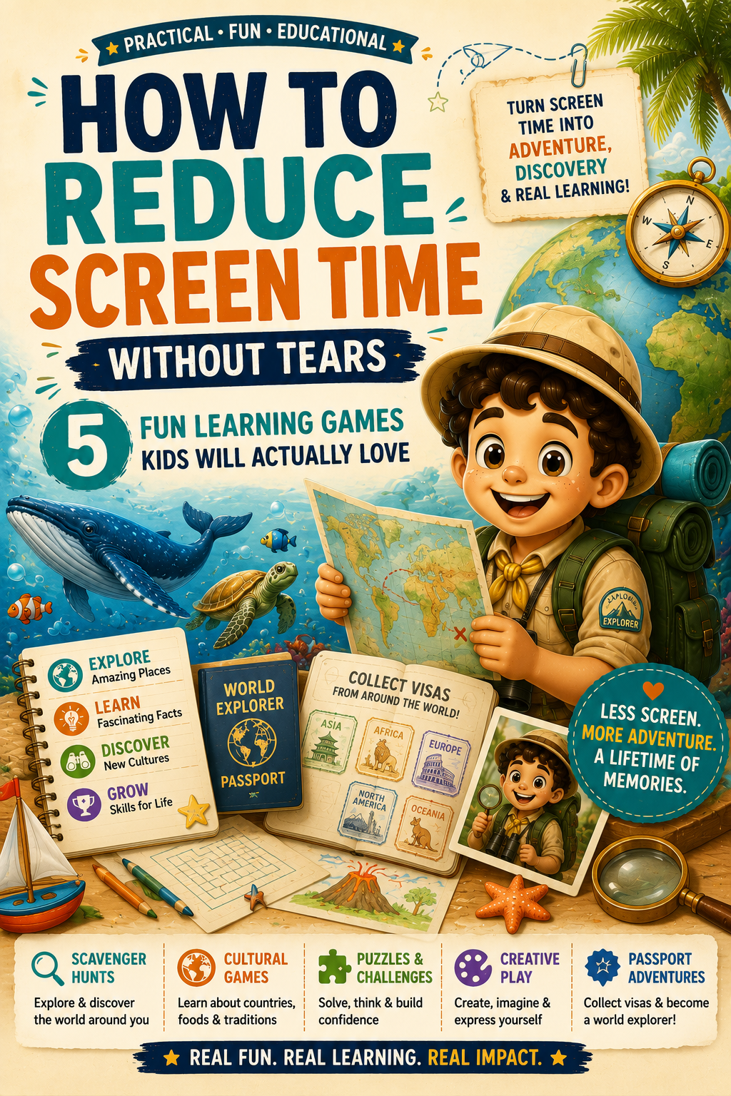 How to reduce screen time with fun educational games for kids and hands-on geography activities