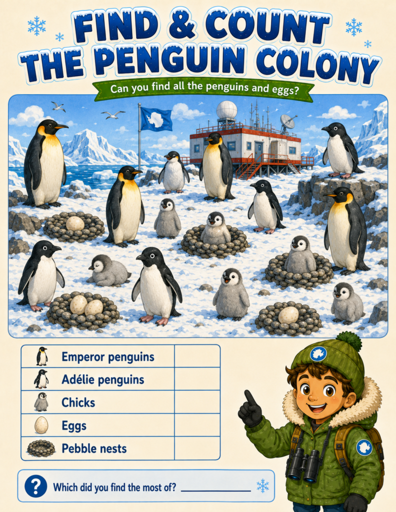 Matching games and fun facts make learning about polar animals unforgettable.