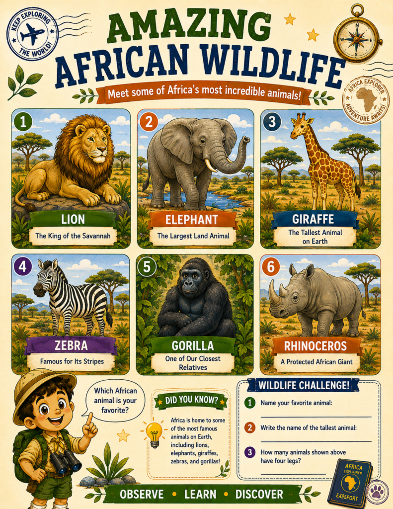 Hands-on animal activities keep kids engaged while learning about African ecosystems.