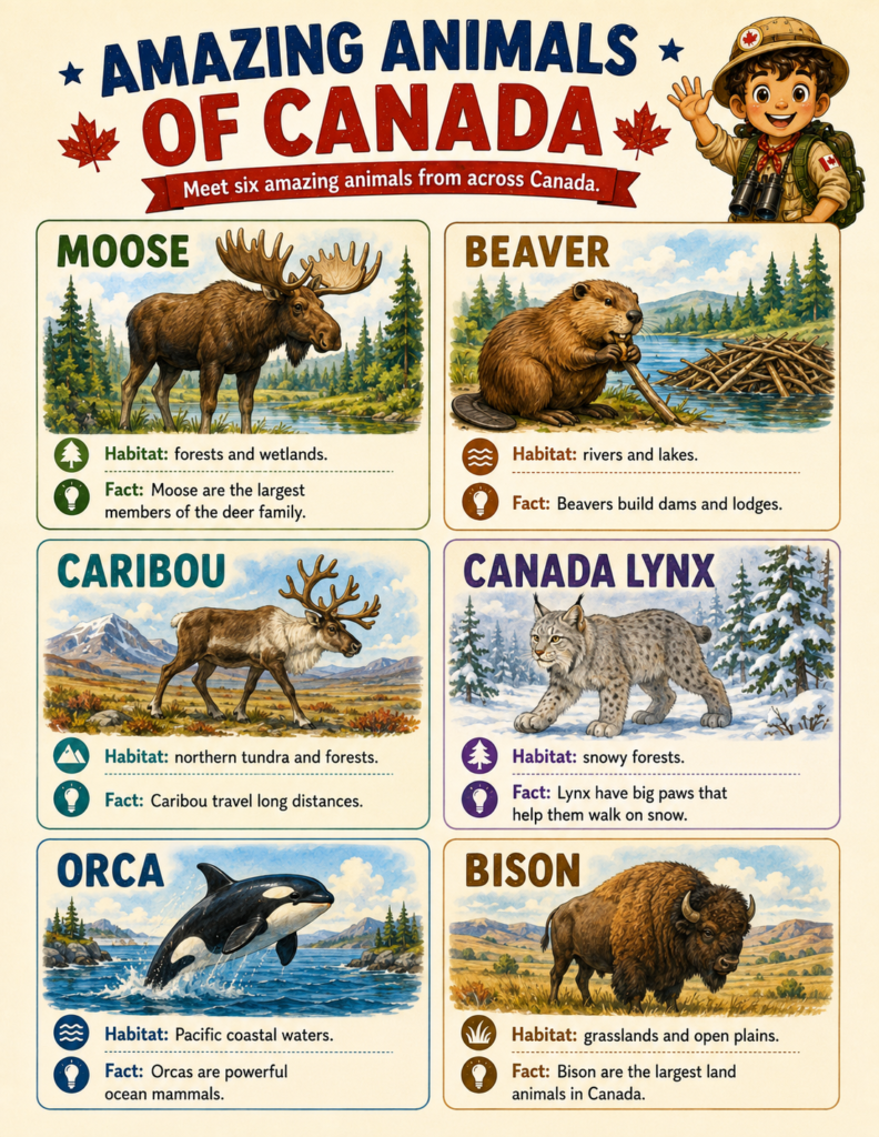canada wildlife and animal habitats printable worksheets for kids