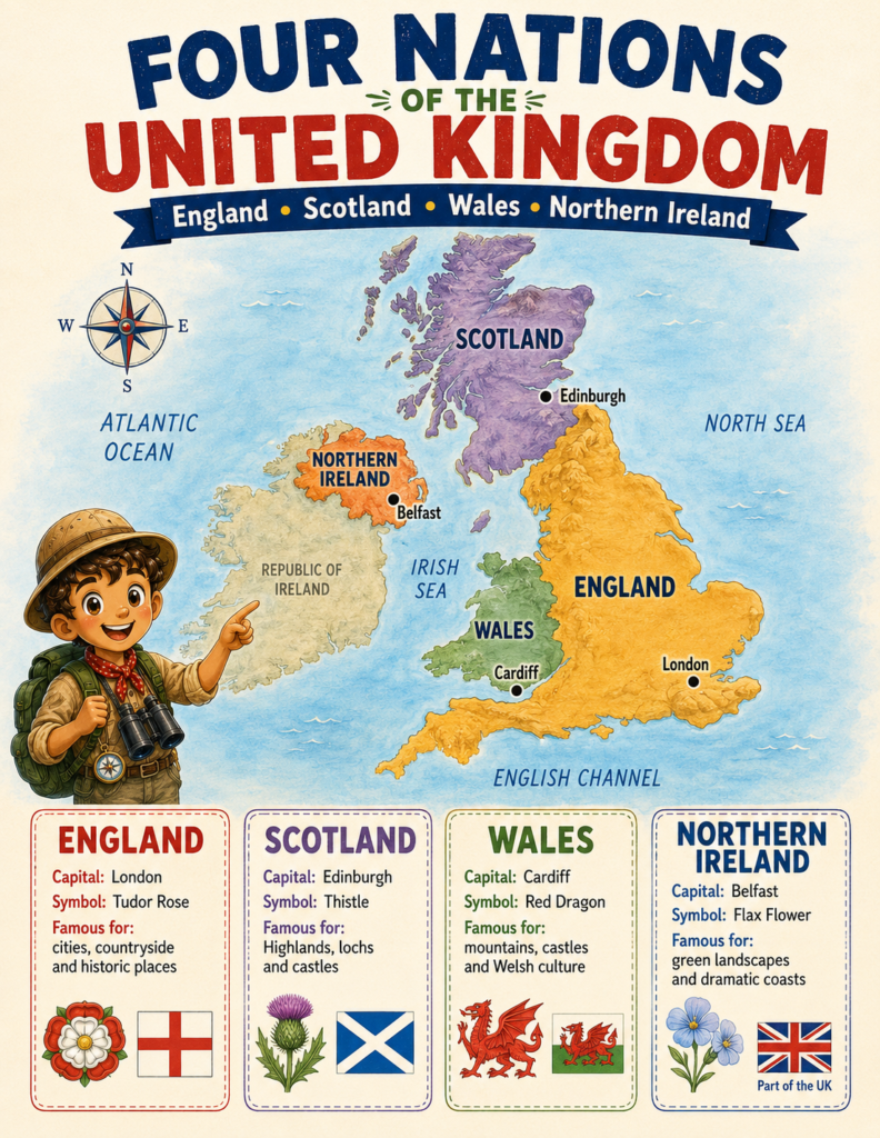 UK unit study for homeschoolers map of England Scotland Wales and Northern Ireland