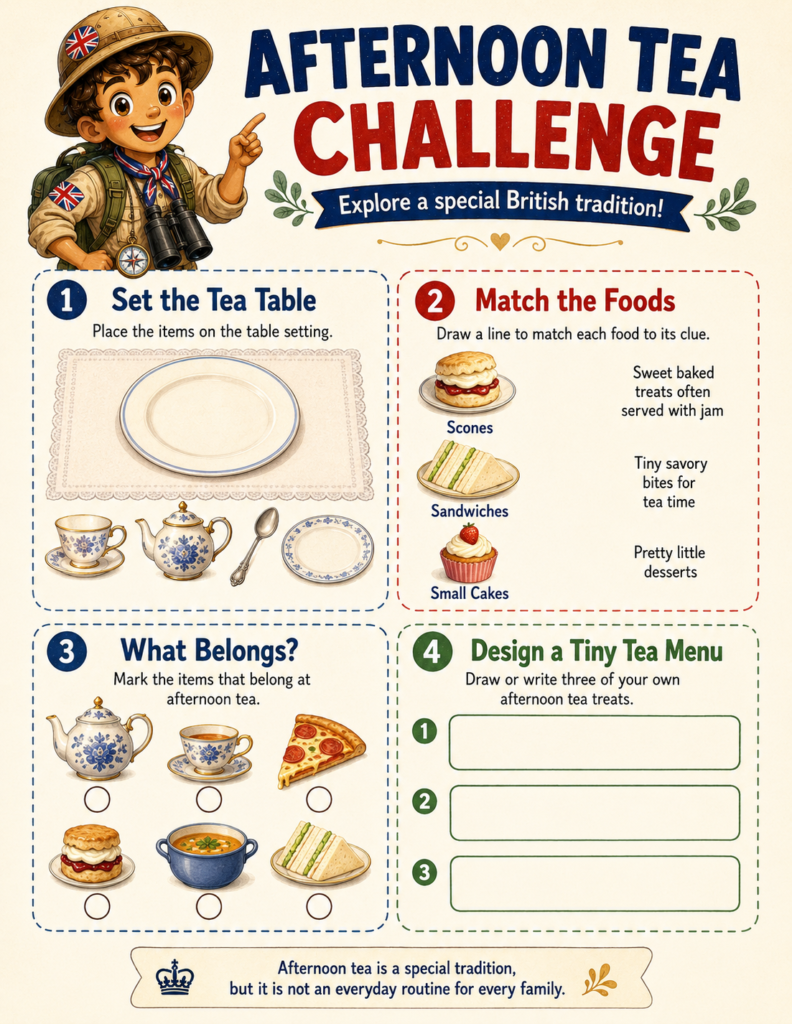 Afternoon tea challenge ideas for UK geography unit study