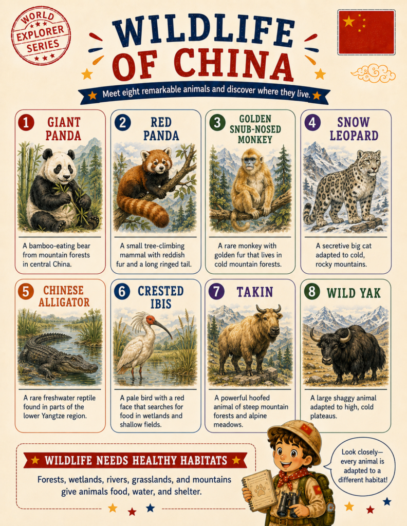 china geography activities animal facts for kids