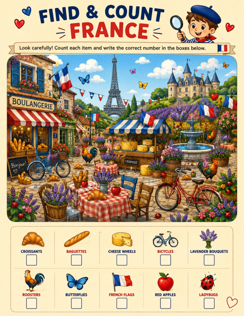 France printable geography activities for kids