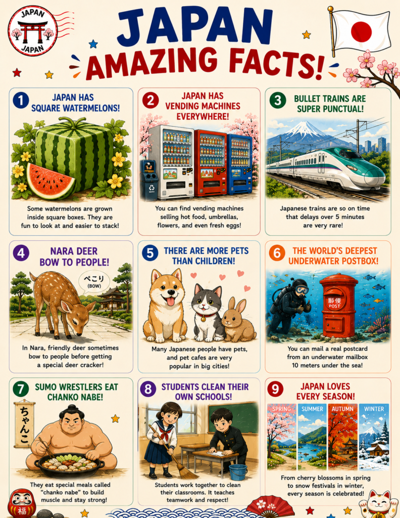 Japan Explorer printable activity pages with Japan map, fun facts and Japanese words for kids