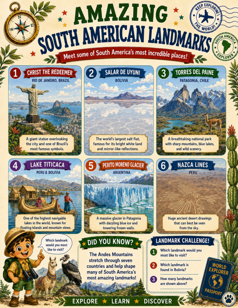 famous south american landmarks worksheets for homeschool unit study
