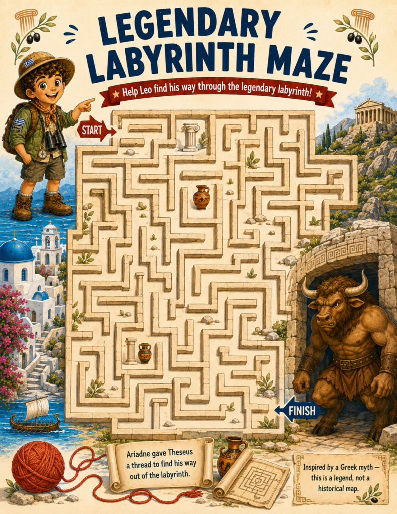 greek mythology maze for kids homeschool