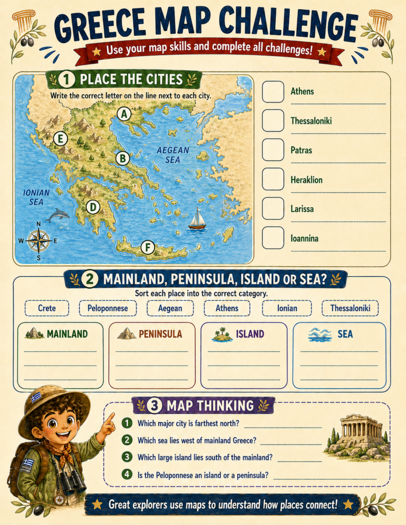 greece map activities for kids