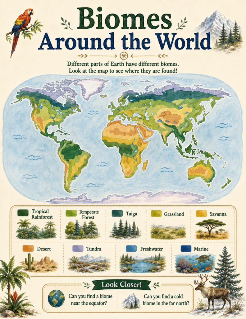 world biomes map activities for kids homeschool