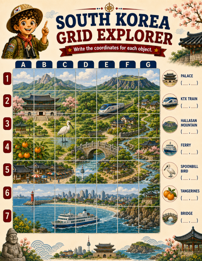 south korea geography activities grid explorer