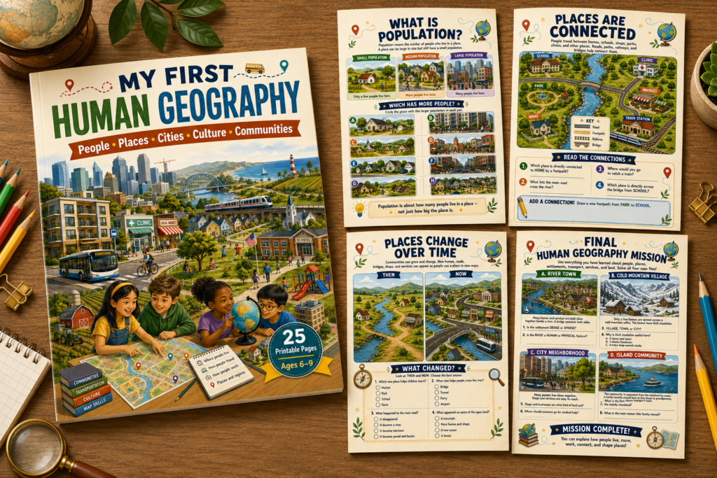 human geography activities for kids printable workbook