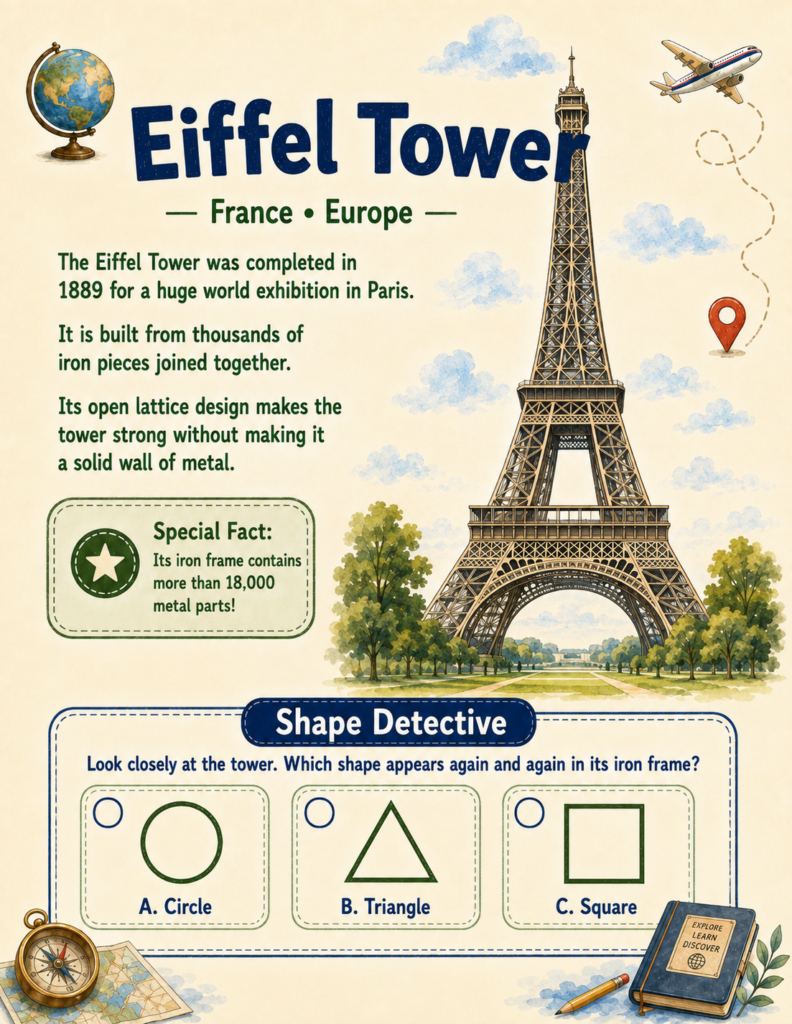 eiffel tower shape detective famous landmarks for kids