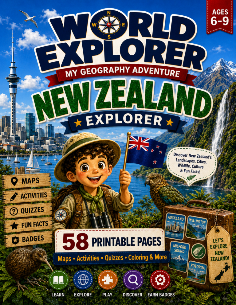 The Ultimate New Zealand Unit Study for Kids: Volcanoes, Kiwis, and Culture! (No Prep)