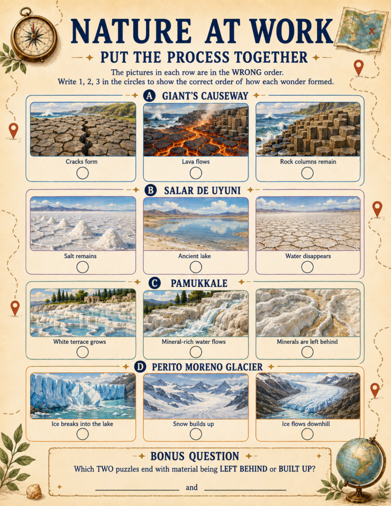 natural wonders of the world matching activity for kids