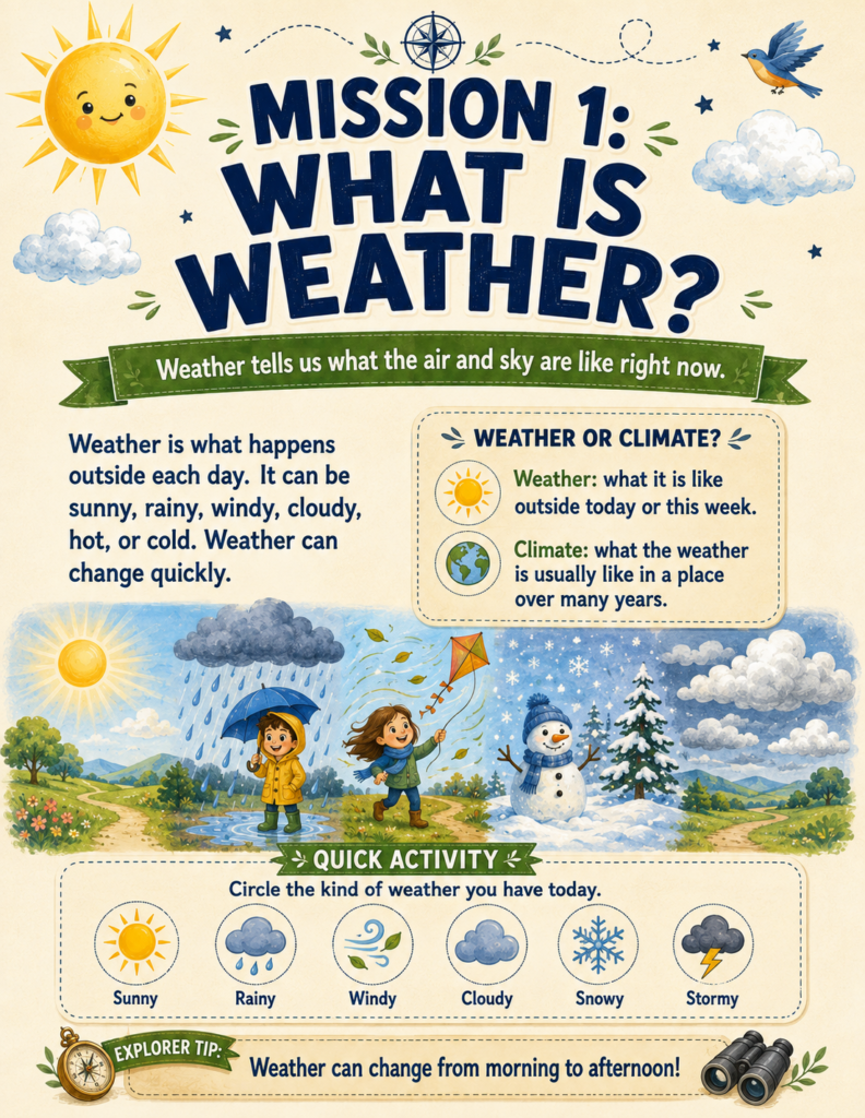 teaching weather vs climate for kids worksheet