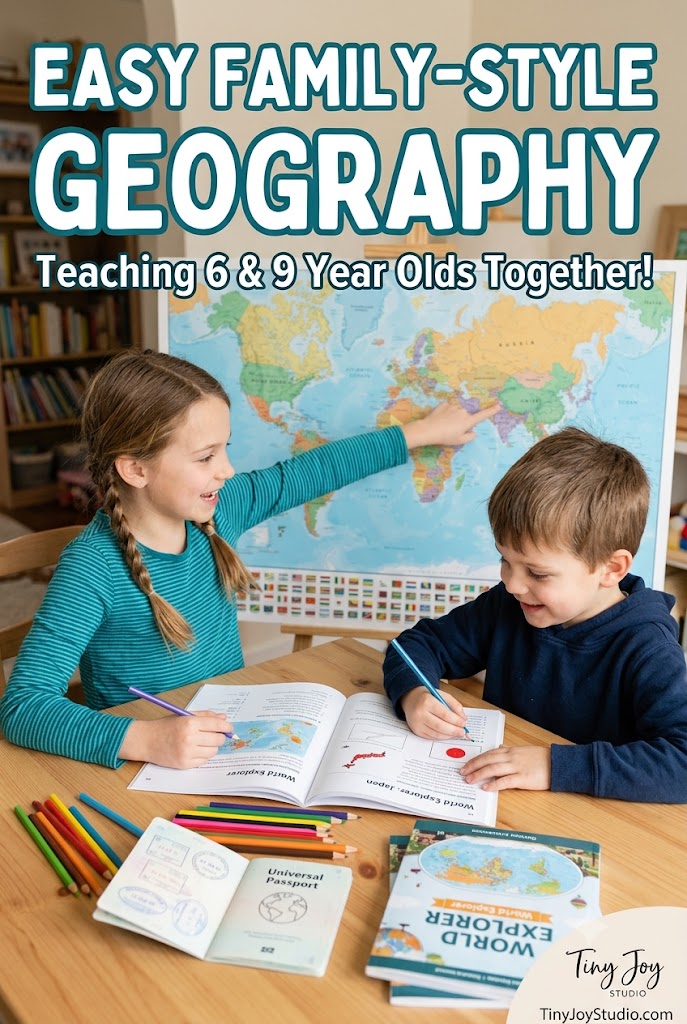 Geography for Multiple Ages: How to Teach a 6 and 9-Year-Old Together (Without the Stress!)
