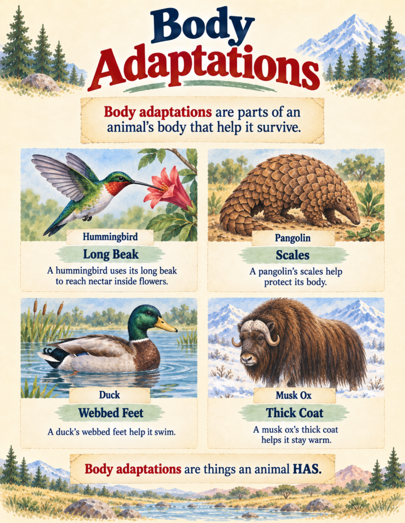 body adaptations animals eating tools beak and tongue worksheets